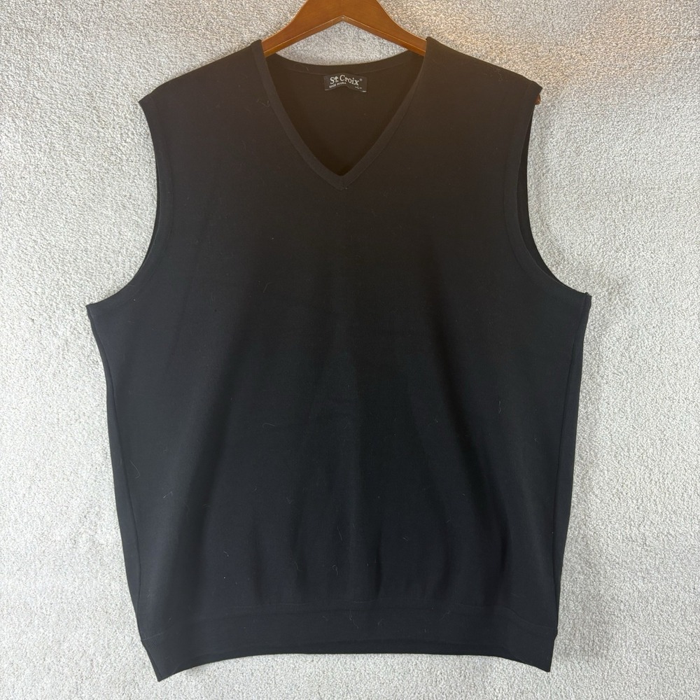 St. Croix Men's Size Large Made in USA Black 100% Wool Sweater Vest